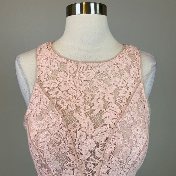 Avery G Sleeveless Lace Mini Fit Flare Halter Cocktail Party Dress Pink Size 10 - Picture 5 of 11